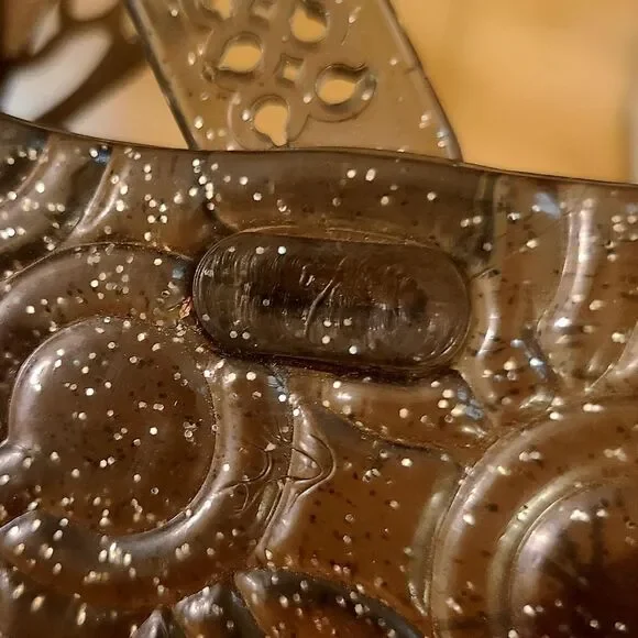 Coach Pasarella Butterfly Jelly Sandals Size 7 Black Glitter RARE Retired Style - Picture 4 of 6